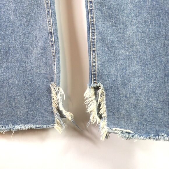 EC OAK + FORT High rise Boot Cut slit frayed raw hem Jeans size L - Picture 3 of 5